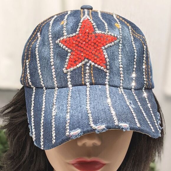 Shining Crystal and Star Cap with Adjustable Strap - Picture 1 of 7